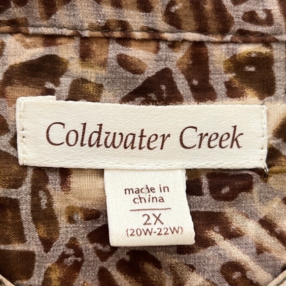 Coldwater Creek Womens Button Up Blouse V Neck Short Sleeve Tribal Print… - Picture 5 of 8